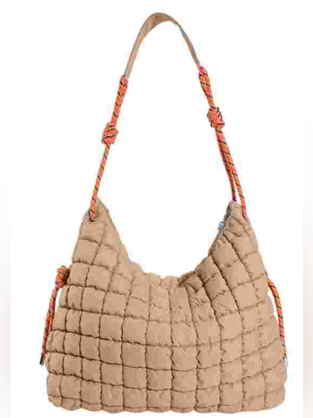 UNISEX Light weight Puffer Hobo Bag Cloud Pleated Khaki NWOT
